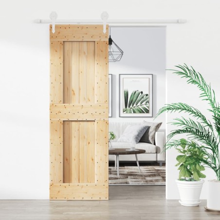 vidaXL Porta Scorrevole con Set Hardware 70x210 cm Legno Massello Pino
