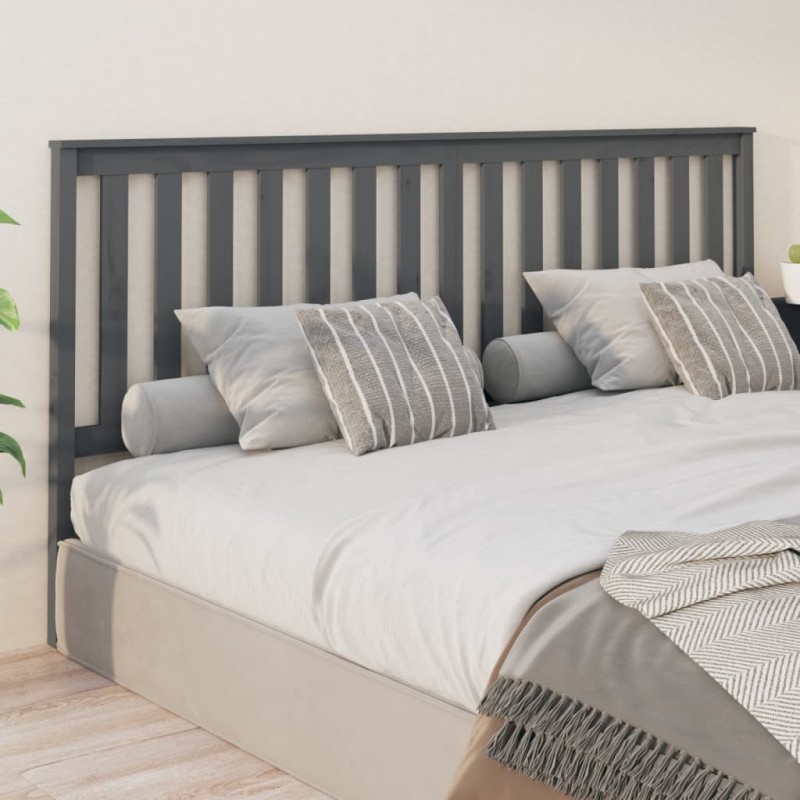 Testiera per Letto Grigia 206x6x101cm in Legno Massello di Pino Testiera per Letto Grigia 206x6x101cm in Legno Massello di Pino