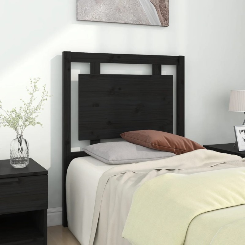 Testiera per Letto Nera 80,5x4x100 cm Legno Massello di Pino Testiera per Letto Nera 80,5x4x100 cm Legno Massello di Pino