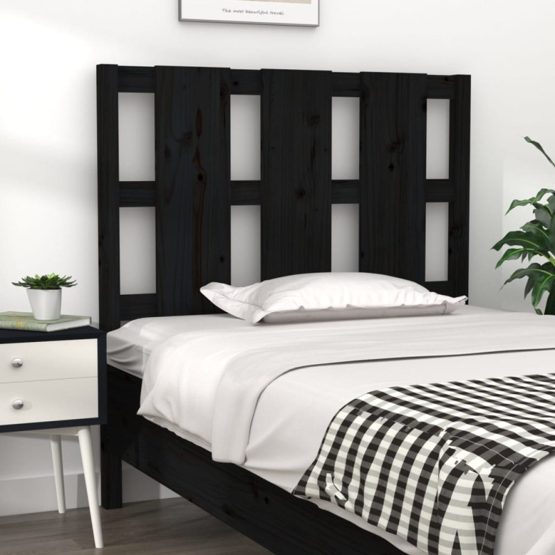 Testiera per Letto Nera 105,5x4x100cm in Legno Massello di Pino Testiera per Letto Nera 105,5x4x100cm in Legno Massello di Pino