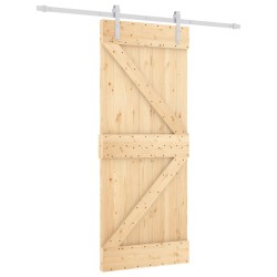 vidaXL Porta Scorrevole con Set Hardware 85x210 cm Legno Massello Pino