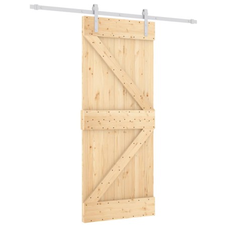 vidaXL Porta Scorrevole con Set Hardware 85x210 cm Legno Massello Pino