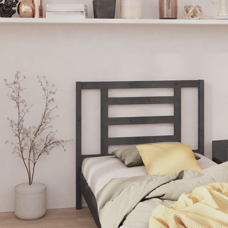 Testiera per Letto Grigia 96x4x100 cm in Legno Massello di Pino Testiera per Letto Grigia 96x4x100 cm in Legno Massello di Pino