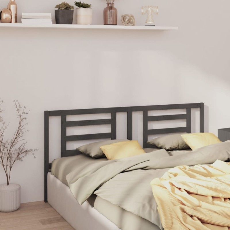 Testiera per Letto Grigia 166x4x100cm in Legno Massello di Pino Testiera per Letto Grigia 166x4x100cm in Legno Massello di Pino