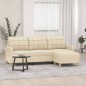 vidaXL Divano a 3 Posti con Poggiapiedi Crema 180 cm in Tessuto vidaXL Divano a 3 Posti con Poggiapiedi Crema 180 cm in Tessuto