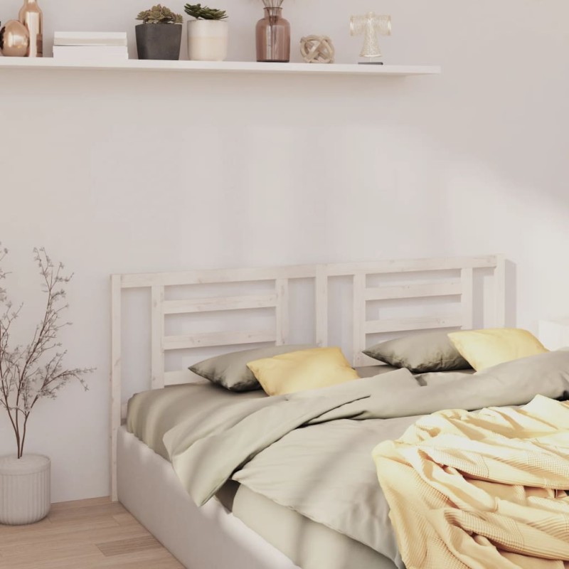 Testiera per Letto Bianca 206x4x100cm in Legno Massello di Pino Testiera per Letto Bianca 206x4x100cm in Legno Massello di Pino