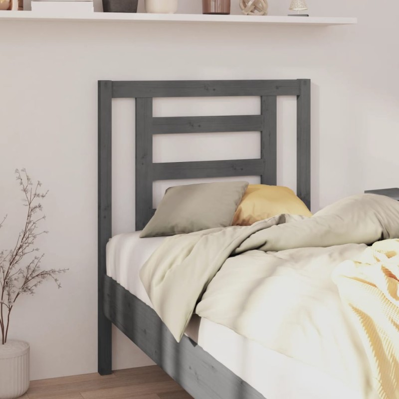 Testiera per Letto Grigia 81x4x100 cm in Legno Massello di Pino Testiera per Letto Grigia 81x4x100 cm in Legno Massello di Pino