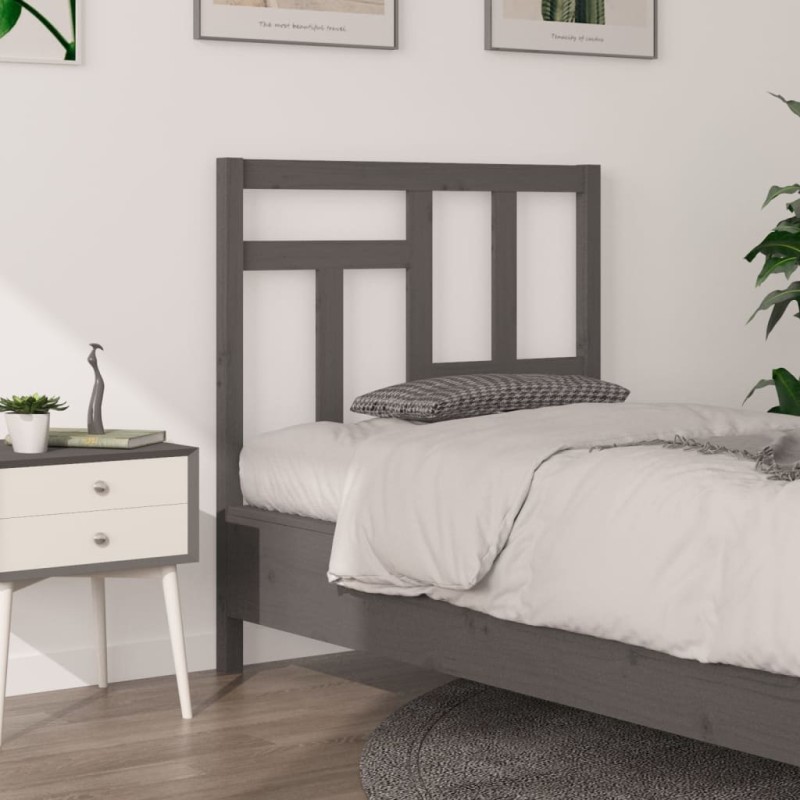Testiera per Letto Grigia 95,5x4x100 cm Legno Massello di Pino Testiera per Letto Grigia 95,5x4x100 cm Legno Massello di Pino