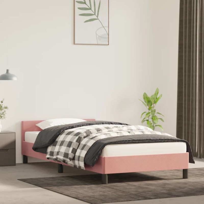 vidaXL Giroletto con Testiera senza Materasso Rosa 80x200 cm Velluto vidaXL Giroletto con Testiera senza Materasso Rosa 80x200 cm Velluto