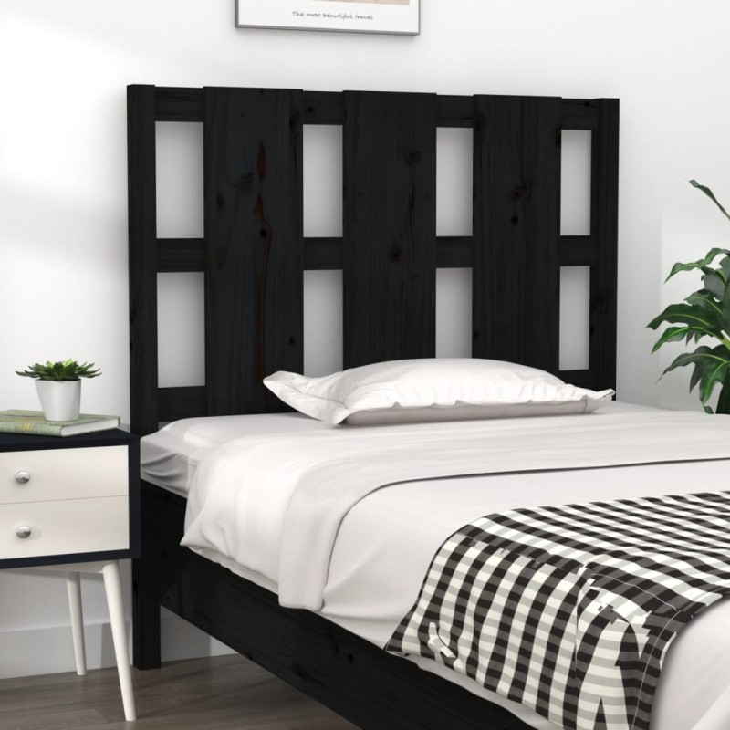 Testiera per Letto Nera 95,5x4x100 cm Legno Massello di Pino Testiera per Letto Nera 95,5x4x100 cm Legno Massello di Pino