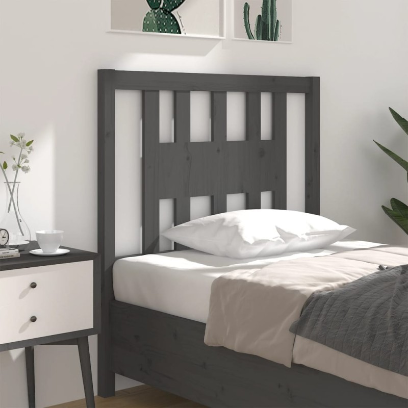 Testiera per Letto Grigia 96x4x100 cm in Legno Massello di Pino Testiera per Letto Grigia 96x4x100 cm in Legno Massello di Pino