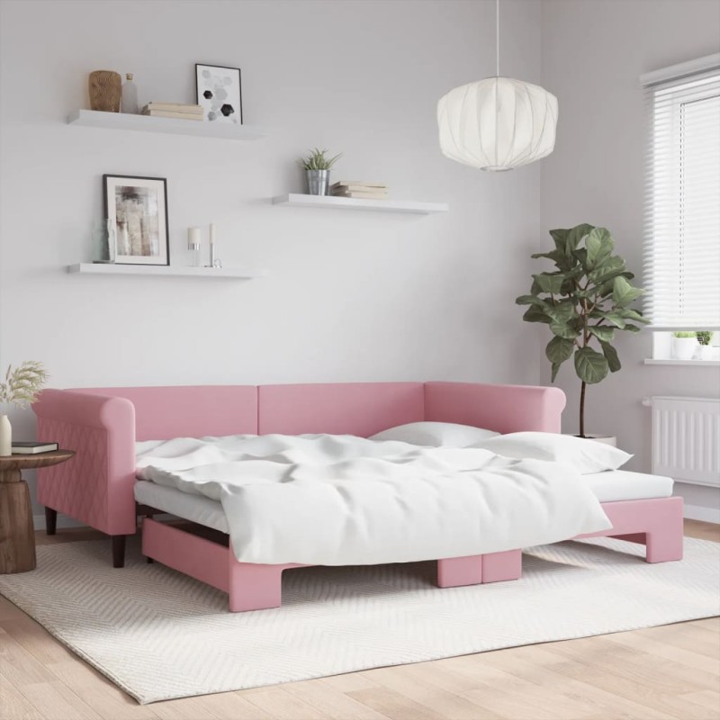 vidaXL Divano Letto con Letto Estraibile Rosa 100x200 cm in Velluto vidaXL Divano Letto con Letto Estraibile Rosa 100x200 cm in Velluto
