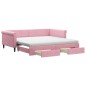 vidaXL Divano Letto Estraibile con Cassetti Rosa 100x200 cm Velluto vidaXL Divano Letto Estraibile con Cassetti Rosa 100x200 cm Velluto