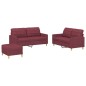vidaXL Set di Divani 3 pz con Cuscini Rosso Vino in Tessuto vidaXL Set di Divani 3 pz con Cuscini Rosso Vino in Tessuto