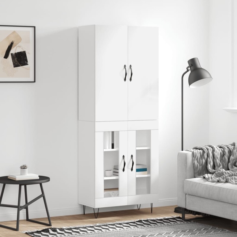 vidaXL Credenza Bianco Lucido 69,5x34x180 cm in Legno Multistrato vidaXL Credenza Bianco Lucido 69,5x34x180 cm in Legno Multistrato