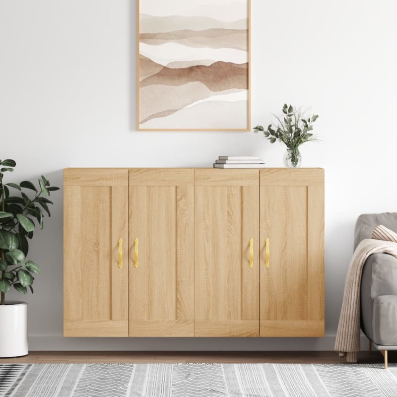 vidaXL Armadietti a Parete 2 pz Rovere Sonoma in Legno Multistrato vidaXL Armadietti a Parete 2 pz Rovere Sonoma in Legno Multistrato