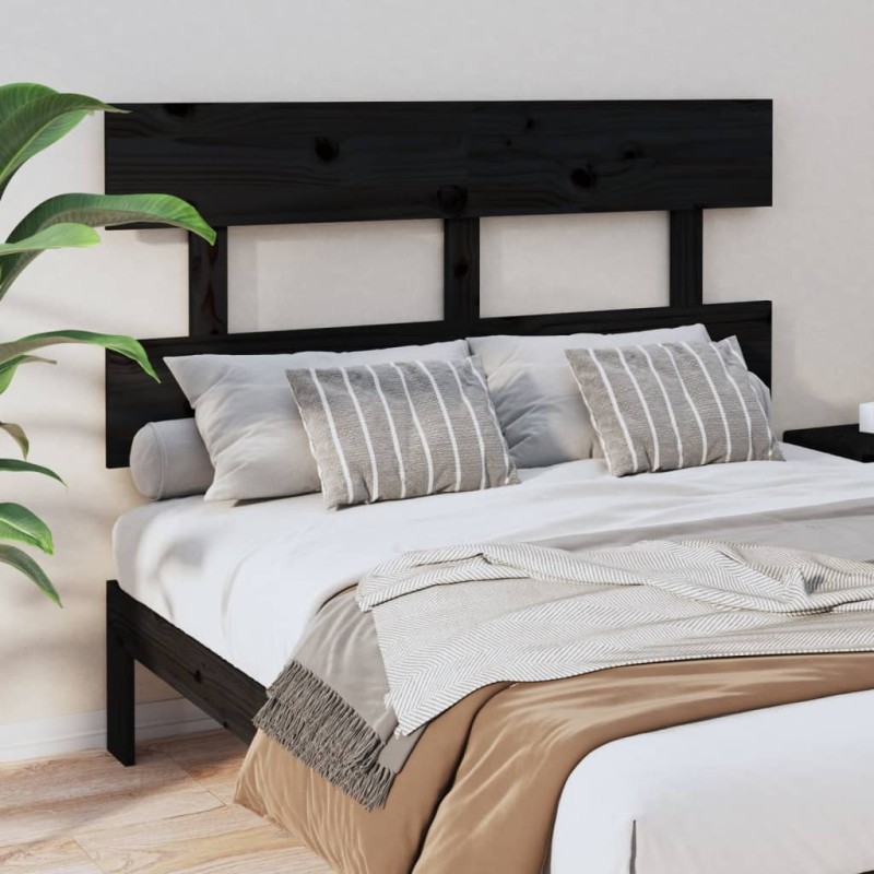 Testiera per Letto Nera 144x3x81 cm in Legno Massello di Pino Testiera per Letto Nera 144x3x81 cm in Legno Massello di Pino