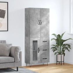 vidaXL Credenza Grigio Cemento 69,5x34x180 cm in Legno Multistrato