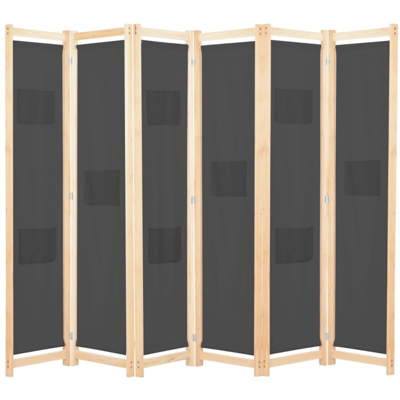 vidaXL Divisorio a 6 Pannelli Grigio 240x170x4 cm in Tessuto vidaXL Divisorio a 6 Pannelli Grigio 240x170x4 cm in Tessuto