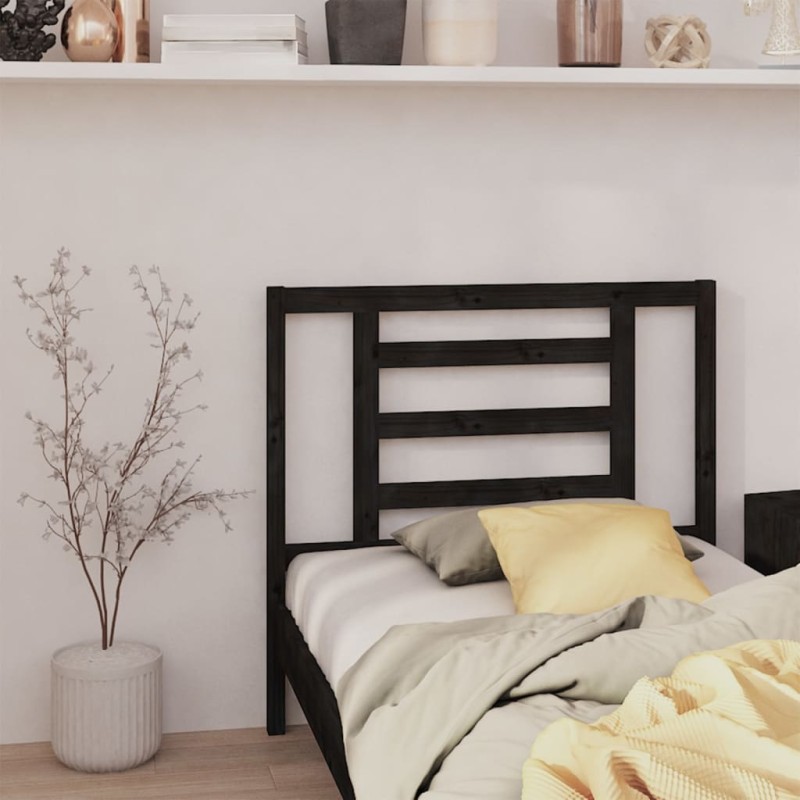 Testiera per Letto Nera 106x4x100 cm in Legno Massello di Pino Testiera per Letto Nera 106x4x100 cm in Legno Massello di Pino