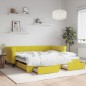vidaXL Divano Letto Estraibile con Cassetti Giallo 100x200cm Velluto vidaXL Divano Letto Estraibile con Cassetti Giallo 100x200cm Velluto