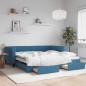 vidaXL Divano Letto Estraibile con Cassetti Blu 100x200 cm in Velluto vidaXL Divano Letto Estraibile con Cassetti Blu 100x200 cm in Velluto