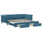 vidaXL Divano Letto Estraibile con Cassetti Blu 100x200 cm in Velluto vidaXL Divano Letto Estraibile con Cassetti Blu 100x200 cm in Velluto