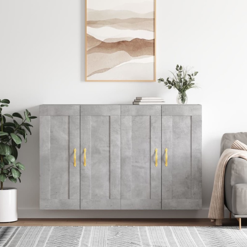 vidaXL Armadietti a Parete 2 pz Grigio Cemento in Legno Multistrato vidaXL Armadietti a Parete 2 pz Grigio Cemento in Legno Multistrato