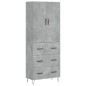 vidaXL Credenza Grigio Cemento 69,5x34x180 cm in Legno Multistrato vidaXL Credenza Grigio Cemento 69,5x34x180 cm in Legno Multistrato