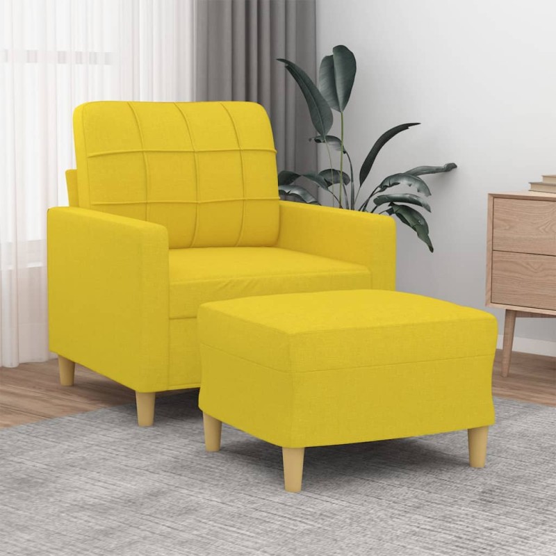 vidaXL Poltrona con Poggiapiedi Giallo Chiaro 60 cm in Tessuto vidaXL Poltrona con Poggiapiedi Giallo Chiaro 60 cm in Tessuto