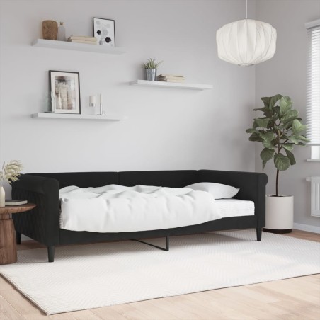 vidaXL Divano Letto con Materasso Nero 100x200 cm in Velluto
