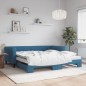 vidaXL Divano Letto Estraibile con Materassi Blu 100x200 cm Velluto vidaXL Divano Letto Estraibile con Materassi Blu 100x200 cm Velluto