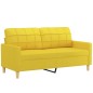vidaXL Set di Divani 3 pz con Cuscini Giallo Chiaro in Tessuto vidaXL Set di Divani 3 pz con Cuscini Giallo Chiaro in Tessuto