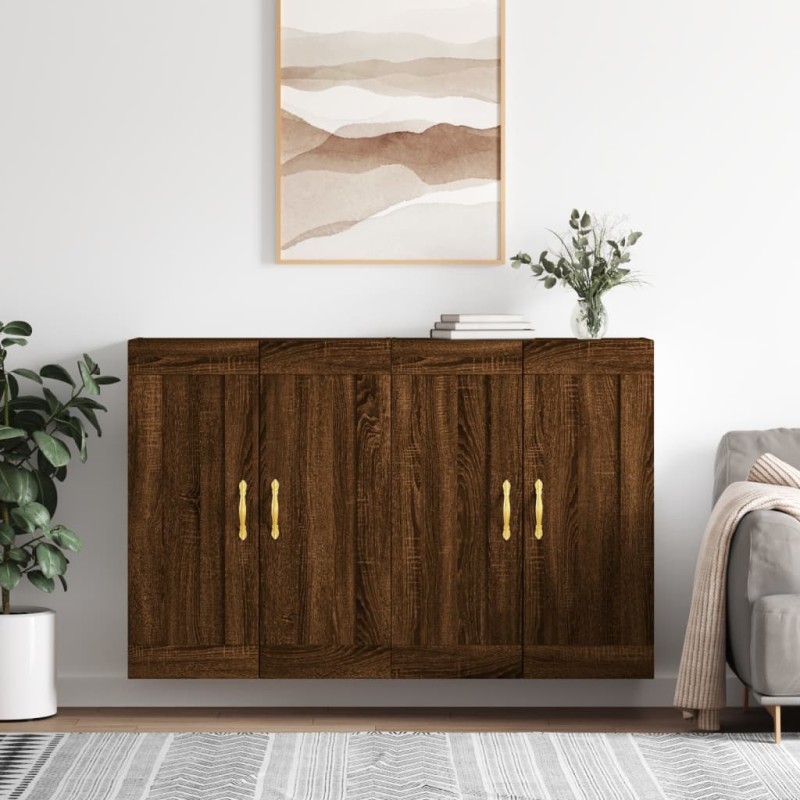 vidaXL Armadietti a Parete 2 pz Rovere Marrone in Legno Multistrato vidaXL Armadietti a Parete 2 pz Rovere Marrone in Legno Multistrato