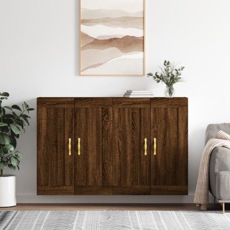 vidaXL Armadietti a Parete 2 pz Rovere Marrone in Legno Multistrato