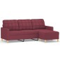 vidaXL Divano a 3 Posti con Poggiapiedi Rosso Vino 180 cm in Tessuto vidaXL Divano a 3 Posti con Poggiapiedi Rosso Vino 180 cm in Tessuto