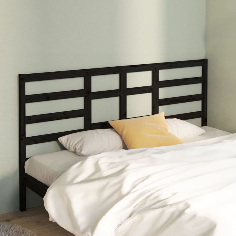 Testiera per Letto Nera 206x4x104 cm in Legno Massello di Pino Testiera per Letto Nera 206x4x104 cm in Legno Massello di Pino