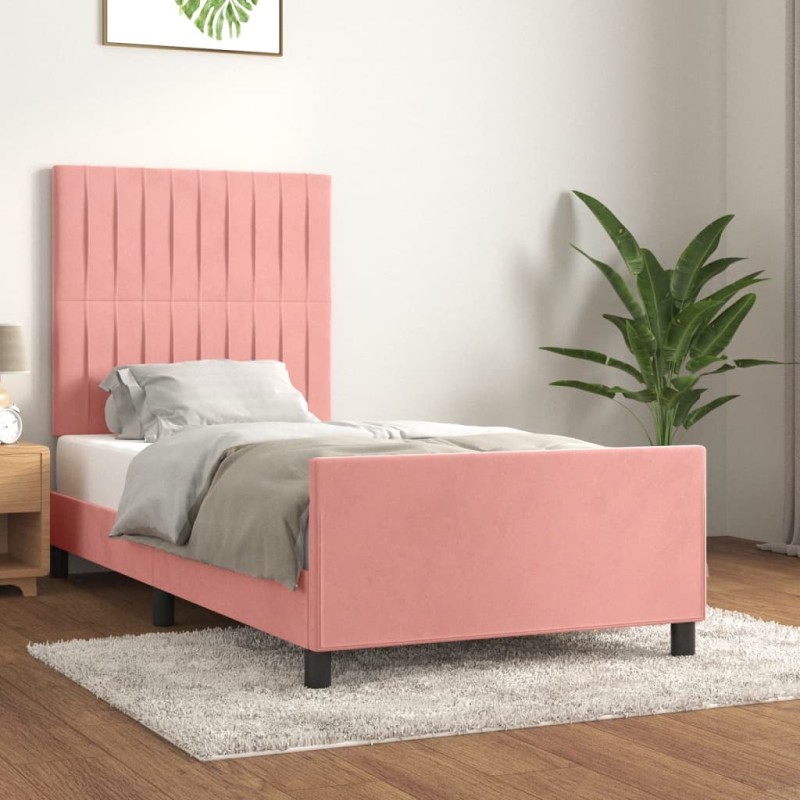 vidaXL Giroletto con Testiera Rosa 80x200 cm in Velluto vidaXL Giroletto con Testiera Rosa 80x200 cm in Velluto