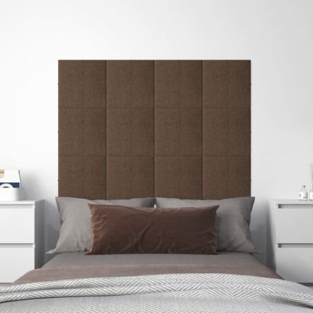 Pannelli Murali 12 pz Marroni 30x30 cm in Tessuto 1,08 m²