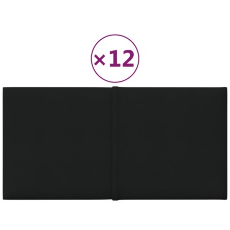 Pannelli Murali 12 pz Neri 30x15 cm Tessuto 0,54 m²