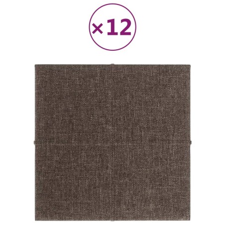 Pannelli Murali 12 pz Tortora 30x30 cm in Tessuto 1,08 m²