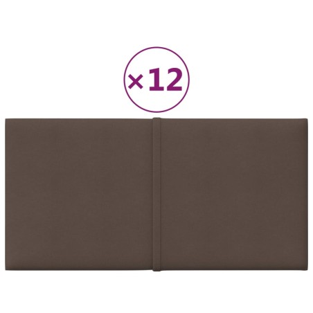 Pannelli Murali 12 pz Tortora 30x15 cm Tessuto 0,54 m²