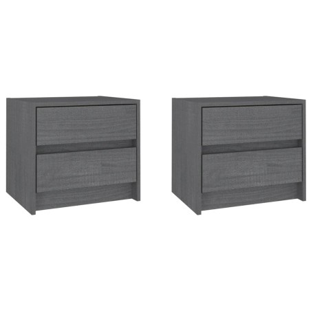 vidaXL Comodini 2 pz Grigi 40x30,5x35,5 cm in Legno Massello di Pino