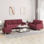 vidaXL Set di Divani 3 pz con Cuscini Rosso Vino in Tessuto vidaXL Set di Divani 3 pz con Cuscini Rosso Vino in Tessuto