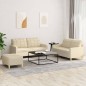 vidaXL Set di Divani 3 pz con Cuscini Crema in Tessuto