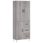 vidaXL Credenza Grigio Sonoma 69,5x34x180 cm in Legno Multistrato