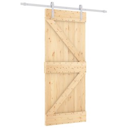 vidaXL Porta Scorrevole con Set Hardware 80x210 cm Legno Massello Pino