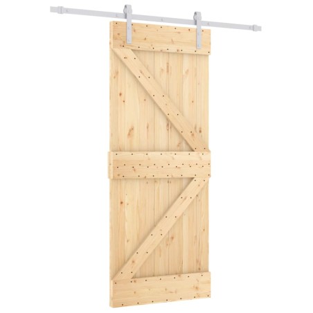 vidaXL Porta Scorrevole con Set Hardware 80x210 cm Legno Massello Pino