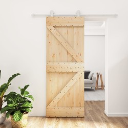 vidaXL Porta Scorrevole con Set Hardware 80x210 cm Legno Massello Pino