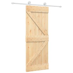 vidaXL Porta Scorrevole con Set Hardware 80x210 cm Legno Massello Pino